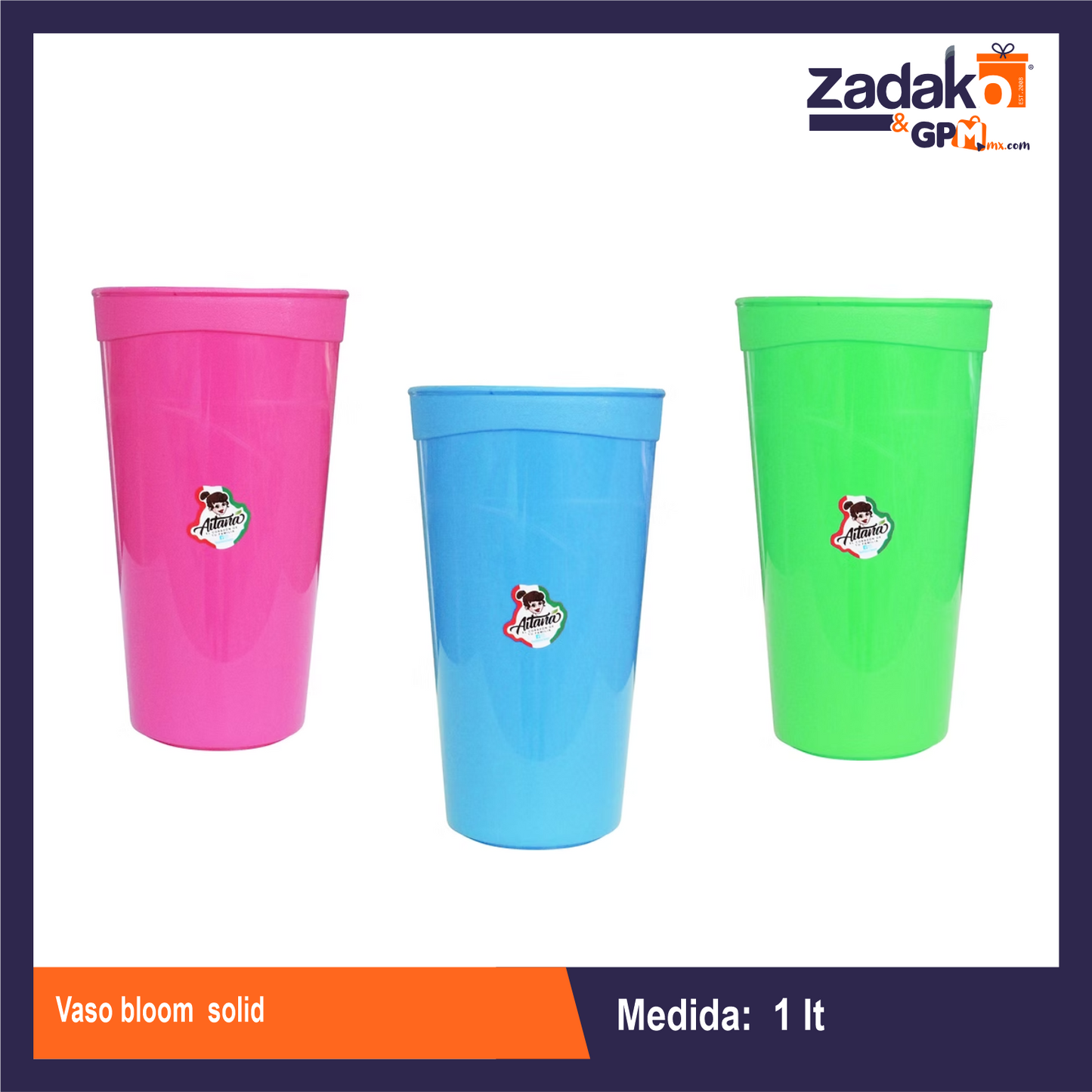 AIT-012S VASO BLOOM 1LT SOLID CON 1 PZ O CAJA CON 36 PZS