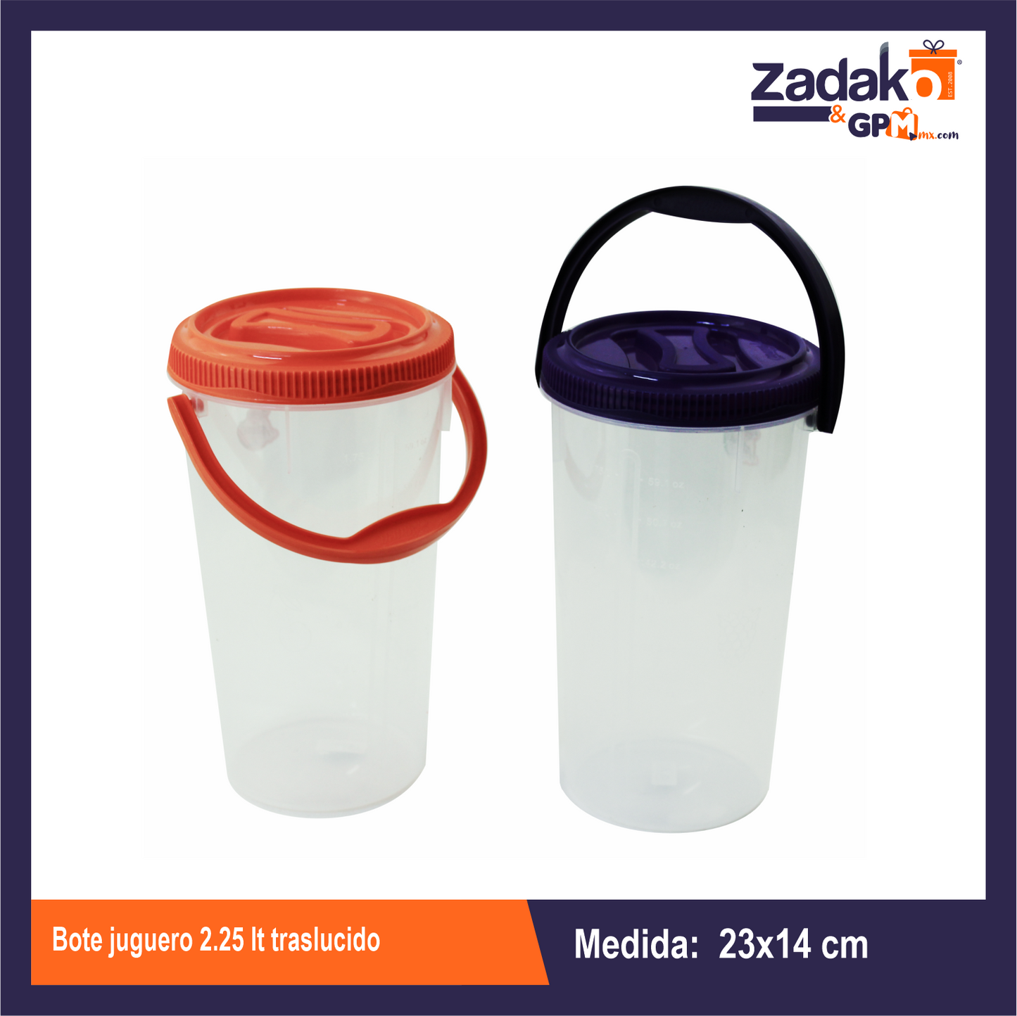 AIT-029 BOTE JUGUERO 2.25 LT TRASLUCIDO CON 1 PZ O CAJA CON 25 PZS