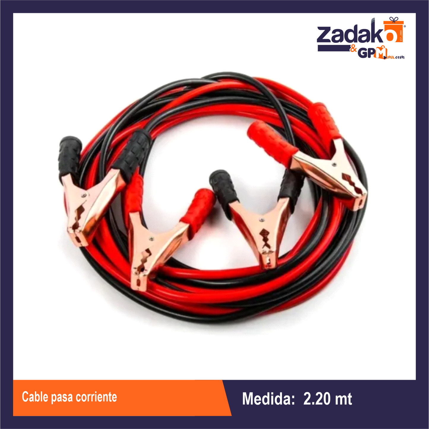ZF-0281 CABLE PASA CORRIENTE 2.2 M, CON 100 A CON 1 PZ O CAJA CON 50 PZS