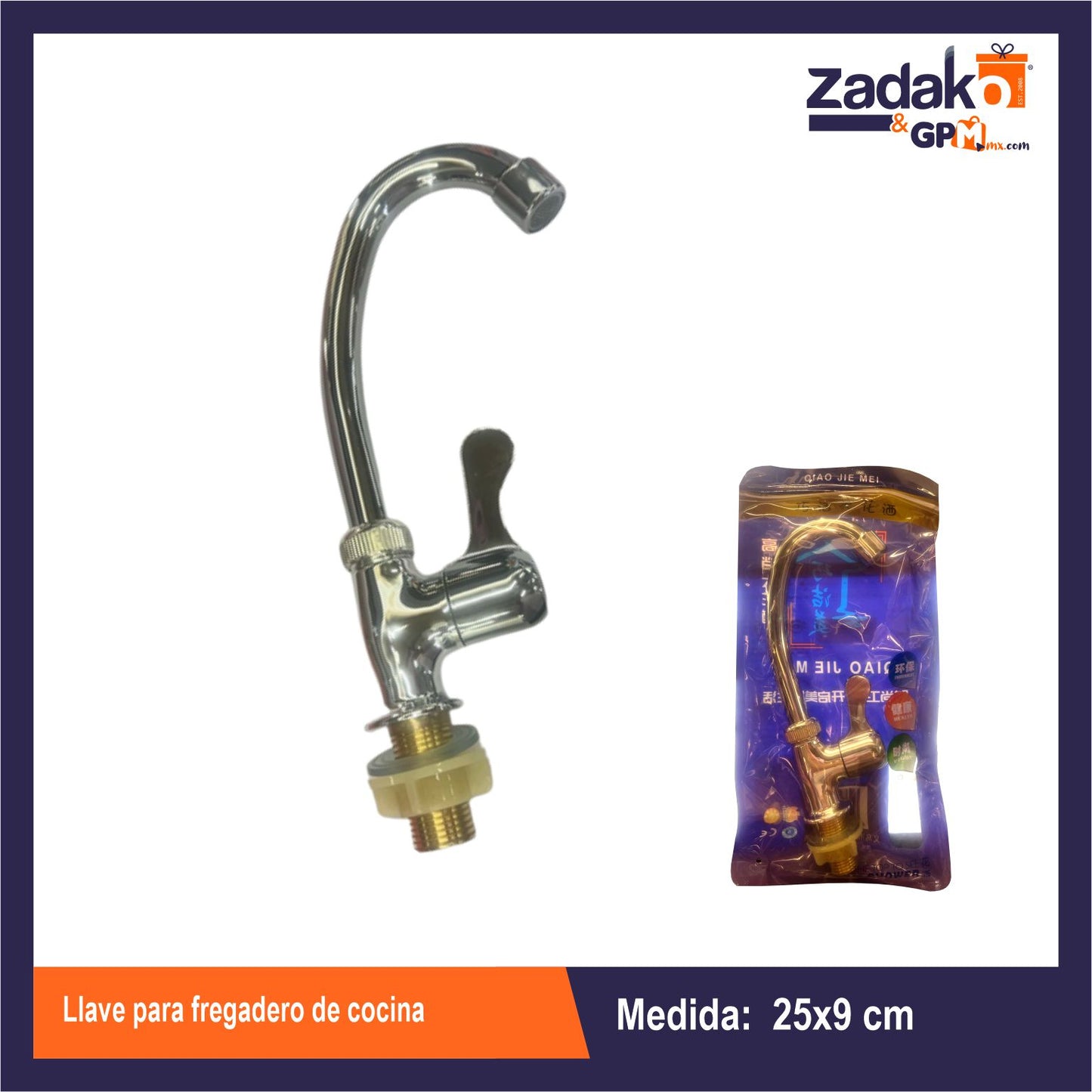 ZH-2264 LLAVE PARA FREGADERO DE COCINA CON 1 PZS O CAJA CON 160 PZS