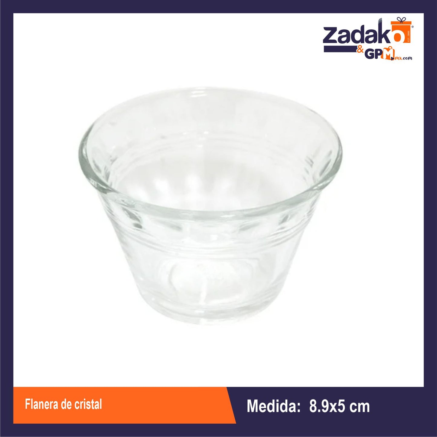 AV-1102  FLANERA DE CRISTAL, CON 1 PZ O CAJA CON 120 PZS