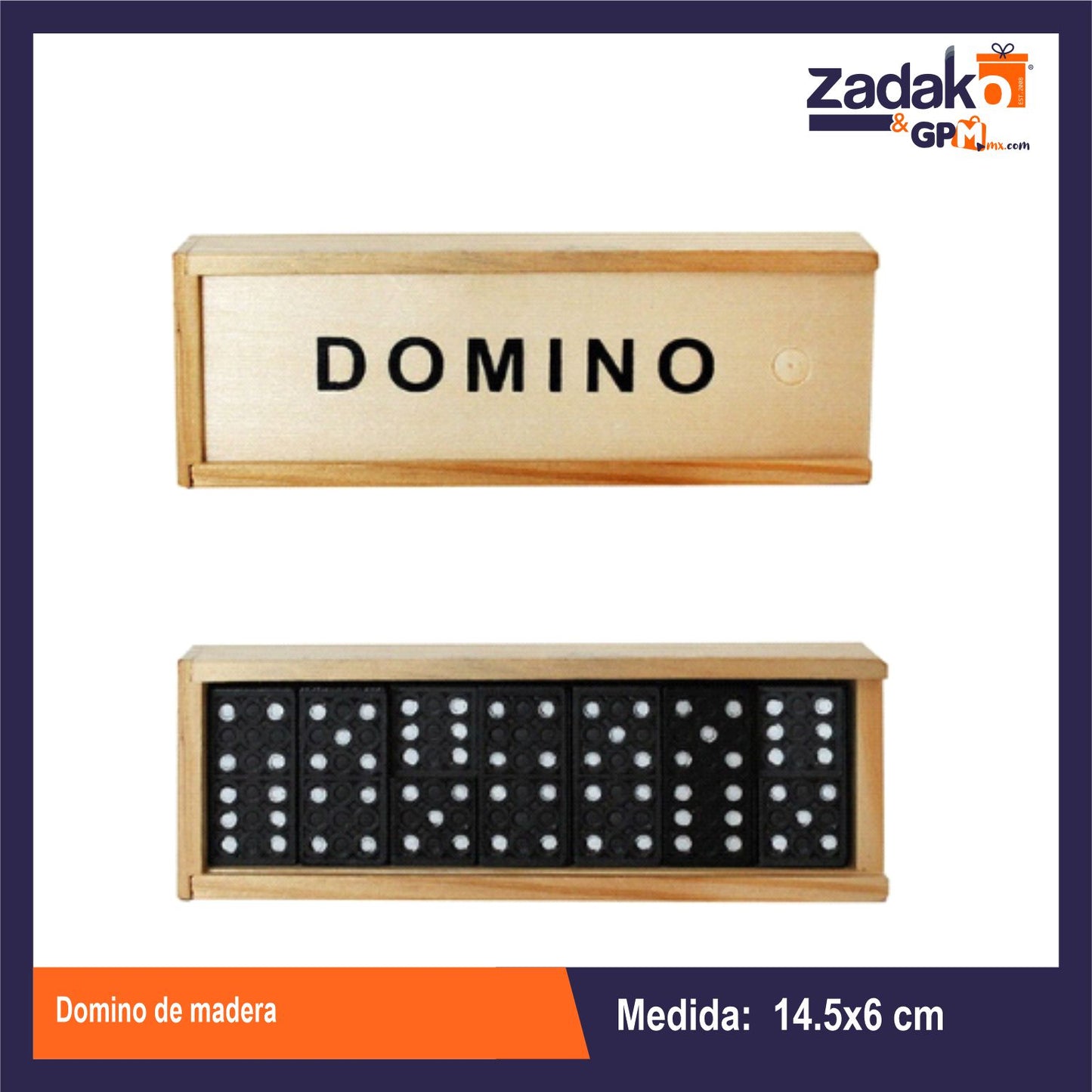 CM-0098 DOMINO DE MADERA CON 1 PZ O CAJA CON 200 PZS