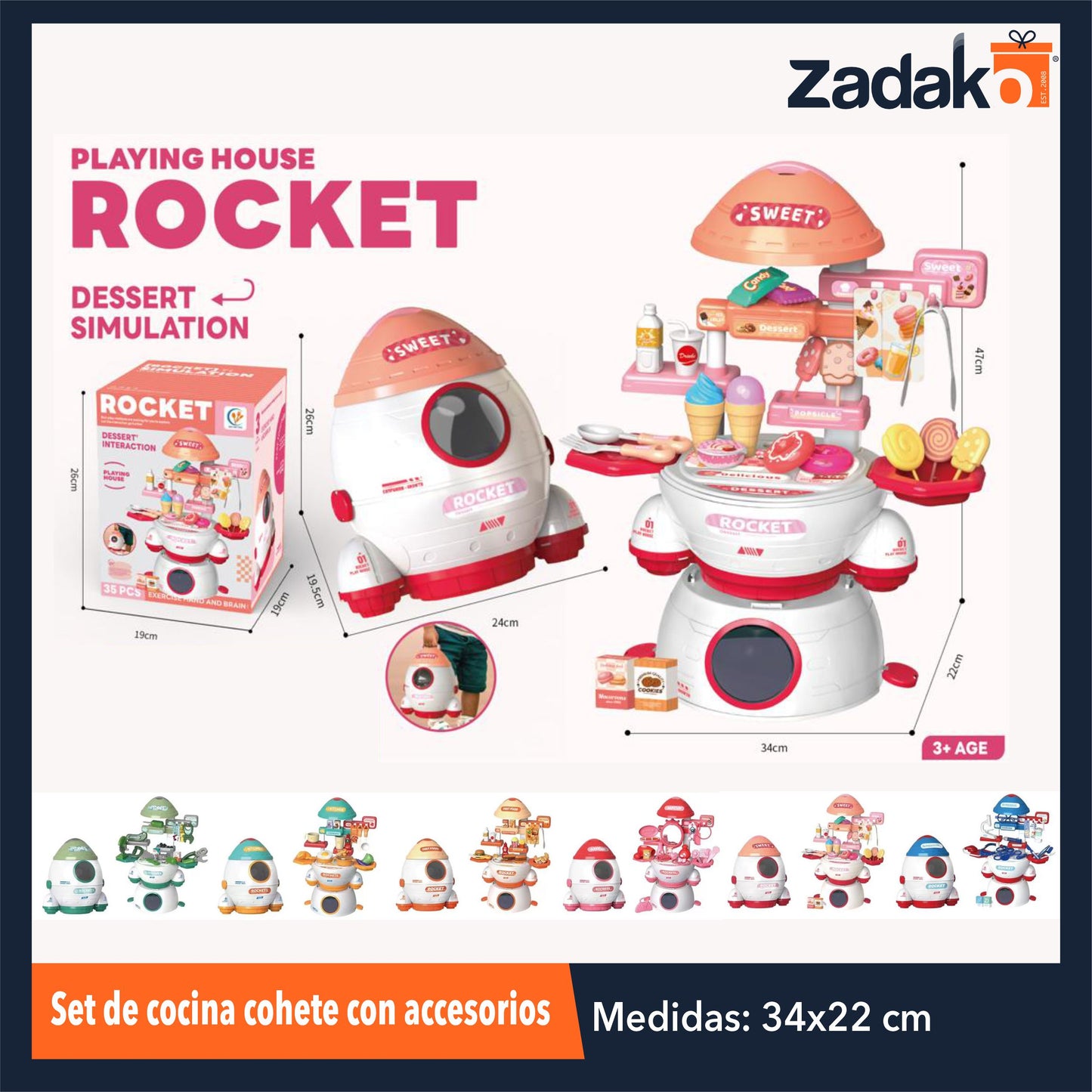 ZJ-1666 SET DE JUGUETES CON FORMA DE COHETE PARA NIÑOS Y NIÑAS CON 1 PZ O CAJA CON 24 PZS
