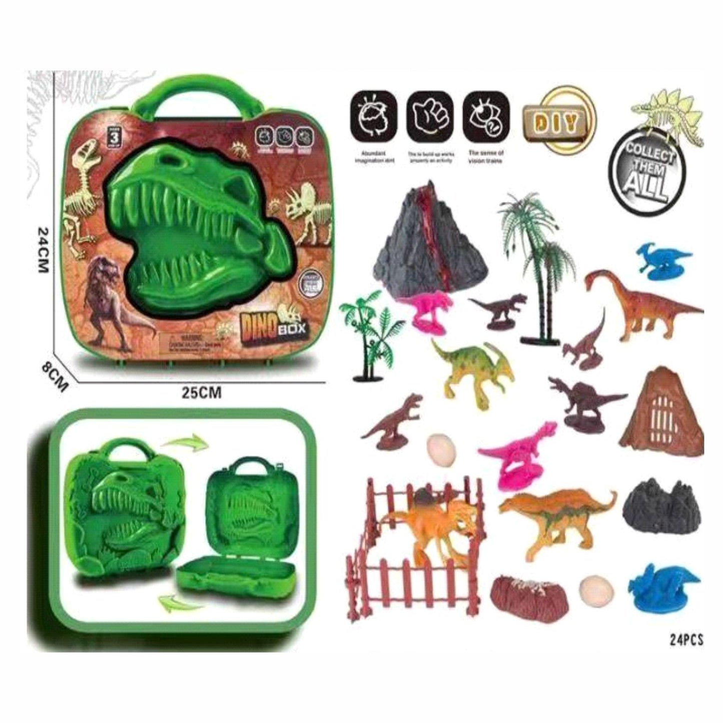 ZJ-1736 JUEGO DE CAJA DE DINO CON ACCESORIOS CON 1 PZ O CAJA CON 60 PZS