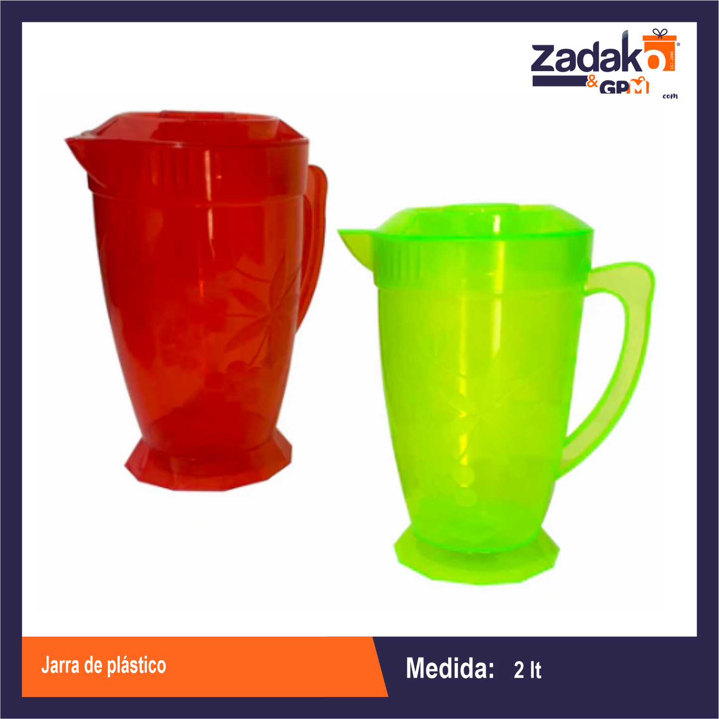 N-GPM-6999 AL-0902-2 JARRA DE PLATICO 2LT, CON 1 PZ O CAJA CON 24 PZS