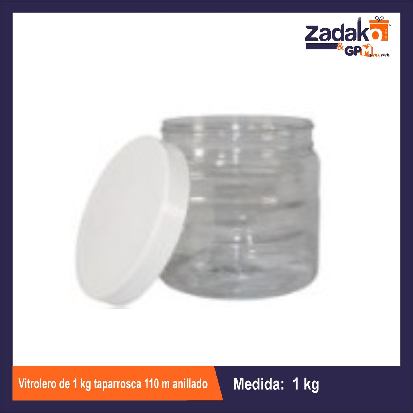 VITROLERO DE 1 KG TAPARROSCA 110 M ANILLADO CON 1 PZ O CAJA CON 50 PZS