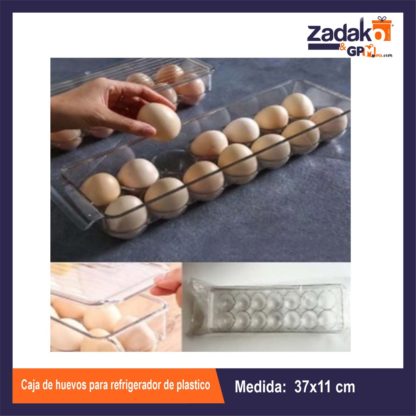 AK-2955 CAJA DE HUEVOS PARA REFRIGERADOR DE PLASTICO CON 1 PZ O CAJA CON 24 PZS