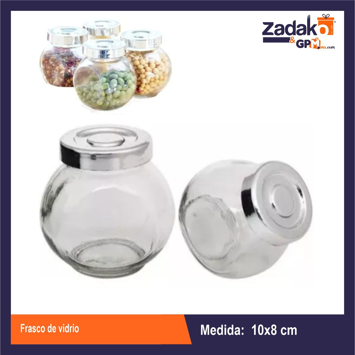 AV-4704-3 FRASCO DE VIDRIO 9.5x7.5x10 CM CON 1 PZ O CAJA CON 75 PZS