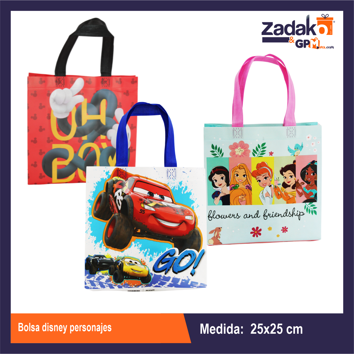 BOLSA DISNEY PERSONAJES  CON 1 PZ O CAJA CON 50 PZS