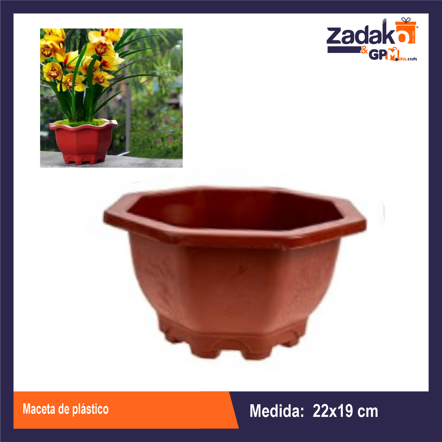 AM-0466B-24 MACETA DE PLASTICO CON 1 PZ O CAJA CON 120 PZS