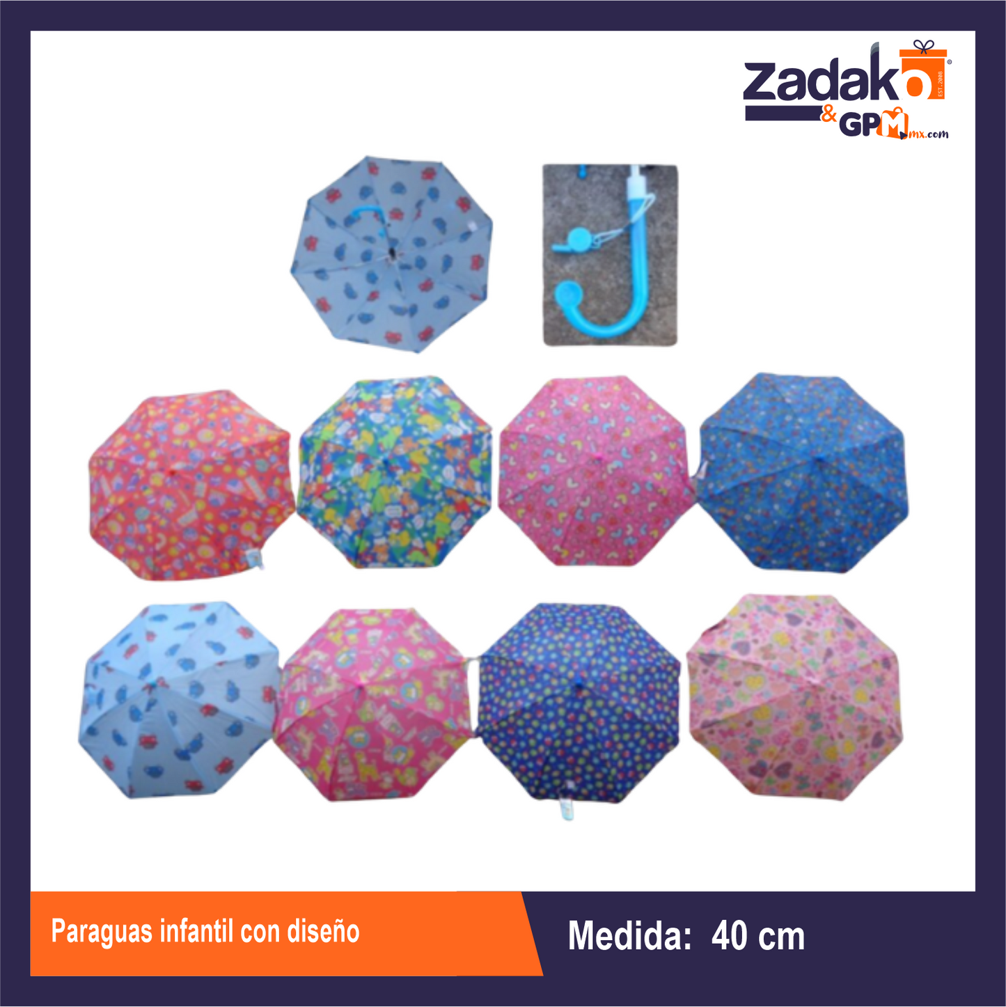TF-1006-1 PARAGUAS INFANTIL CON DISEÑO CON 1 PZS O CAJA CON 60 PZS
