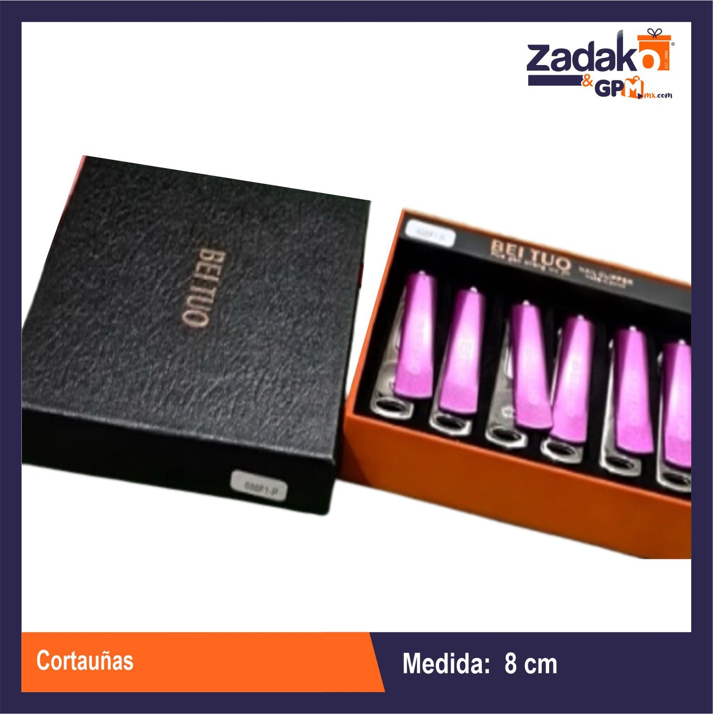 HFY-11166 CAJITA CON 12 CORTAUÑAS 8 CM CON 1 PQ O CAJA CON 50 PQTS