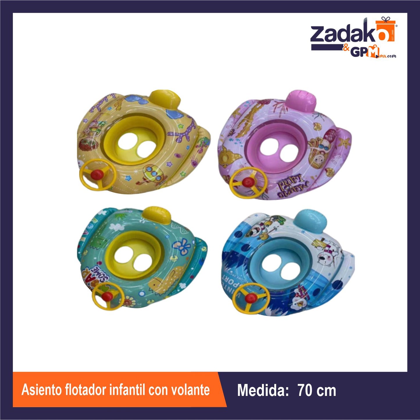 HFY-11500 ASIENTO FLOTADOR INFANTIL CON VOLANTE CON 1 PZ O CAJA CON 100 PZS