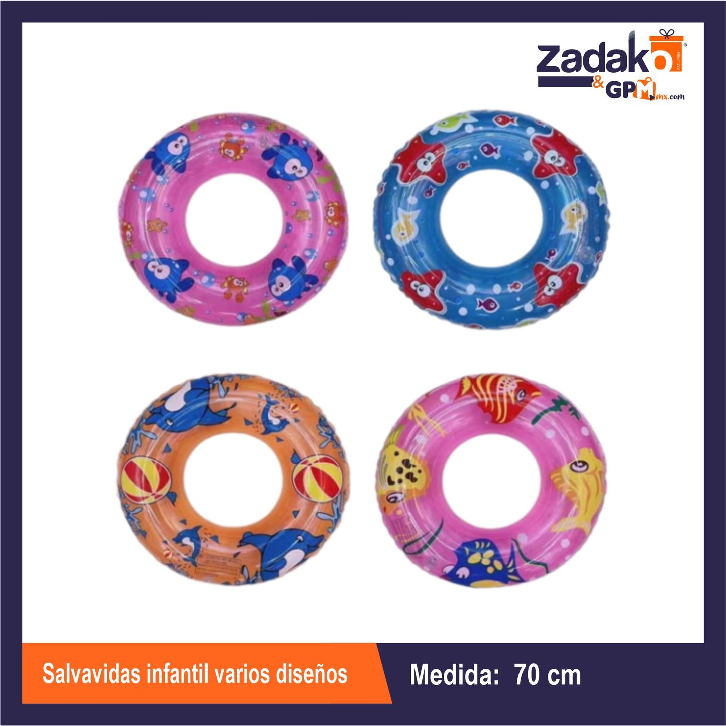 HFY-11503 SALVAVIDAS INFANTIL VARIOS DISEÑOS CON 1 PZ O CAJA CON 240 PZS