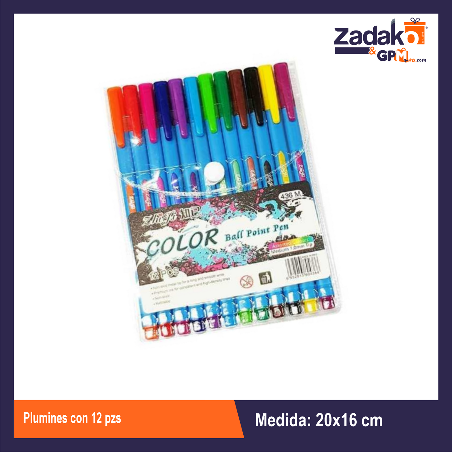 HFY-12601 BOLIGRAFO COLORES CON 12 PZS O CAJA CON 240 PQTS