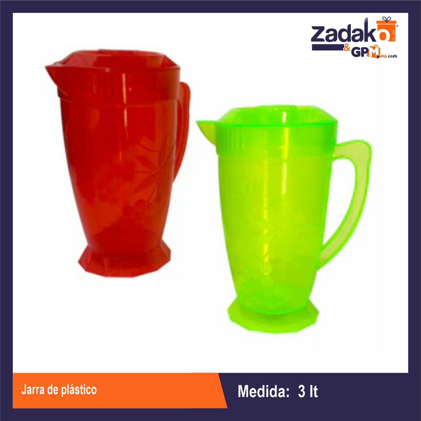 AL-0902-3 JARRA DE PLASTICO 3LT, CON 1 PZ O CAJA CON 15 PZS (2)