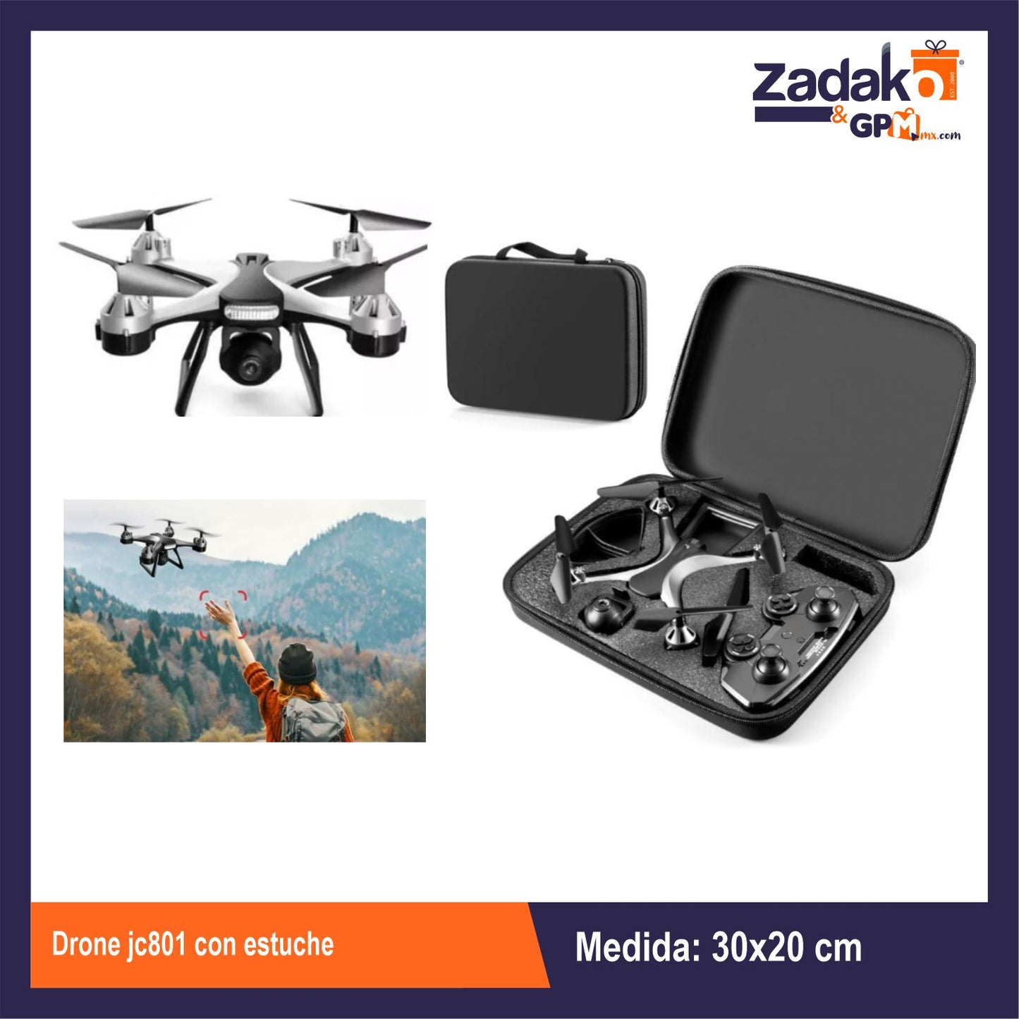 ZT-0432 DRONE JC801 CON ESTUCHE CON 1 PZ, O CAJA CON 36 PZS