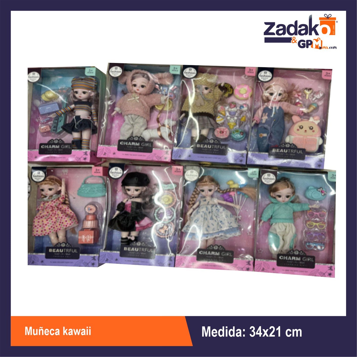 N-GPM-8415 ZT-0523 MUÑECA KAWAII CON 1 PZ O CAJA CON 60 PZS