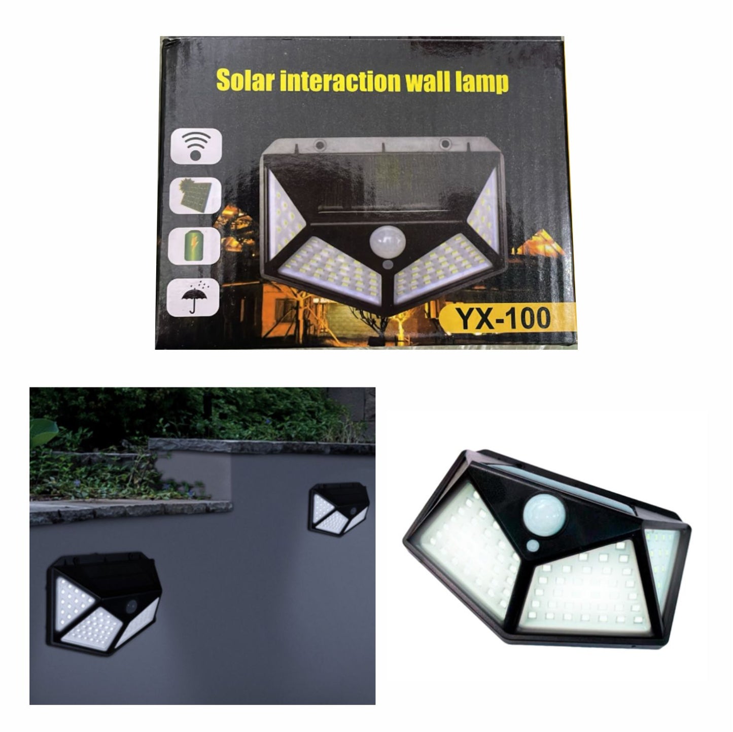 GPM-8673 LAMPARA SOLAR JARDIN SENSOR EXTERIOR  BATERIA INCORPORADA 13.5 X 9.5 CM CON 1 PZ O CAJA CON 100 PZS