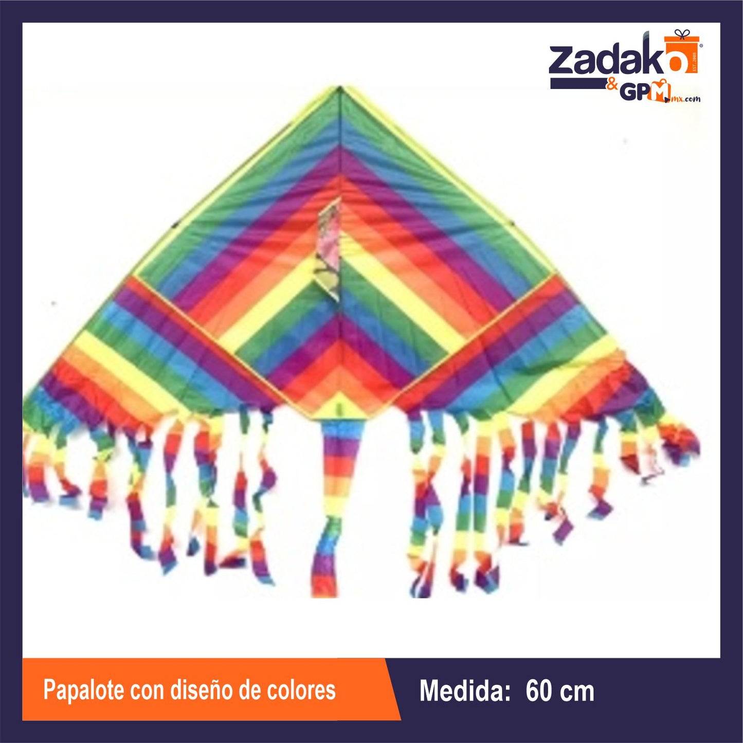 GPM-8723 G-832-18 PAPALOTE CON DISEÑO DE COLORES 140 CM, CON 1 PZ O CAJA CON 200 PZS