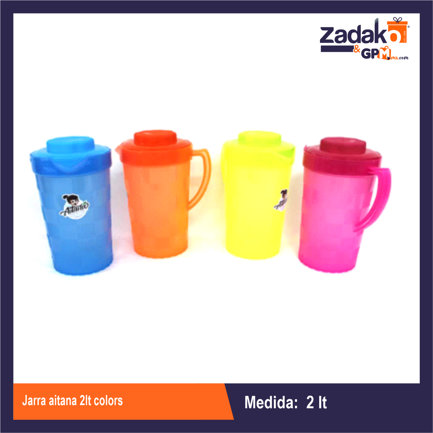 AIT-006C JARRA AITANA 2LT COLORS, CON 1 PZ O CAJA CON 20 PZS