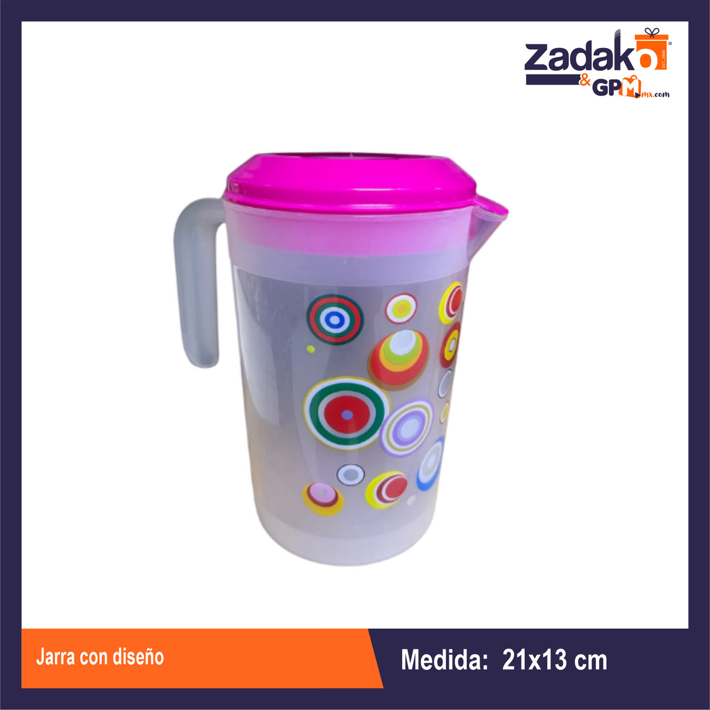 GPM-8922 JARRA CON DISEÑO 13 X 21 CM CON 1 PZ O CAJA CON 120 PZS