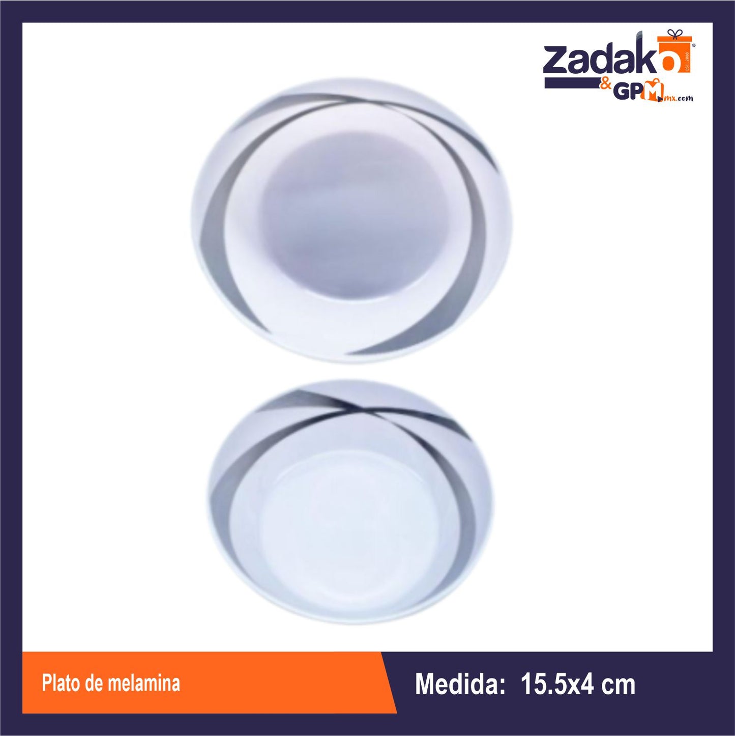 AB-0957-6 PLATO DE MELAMINA CON 1 PZ O CAJA CON 192 PZS