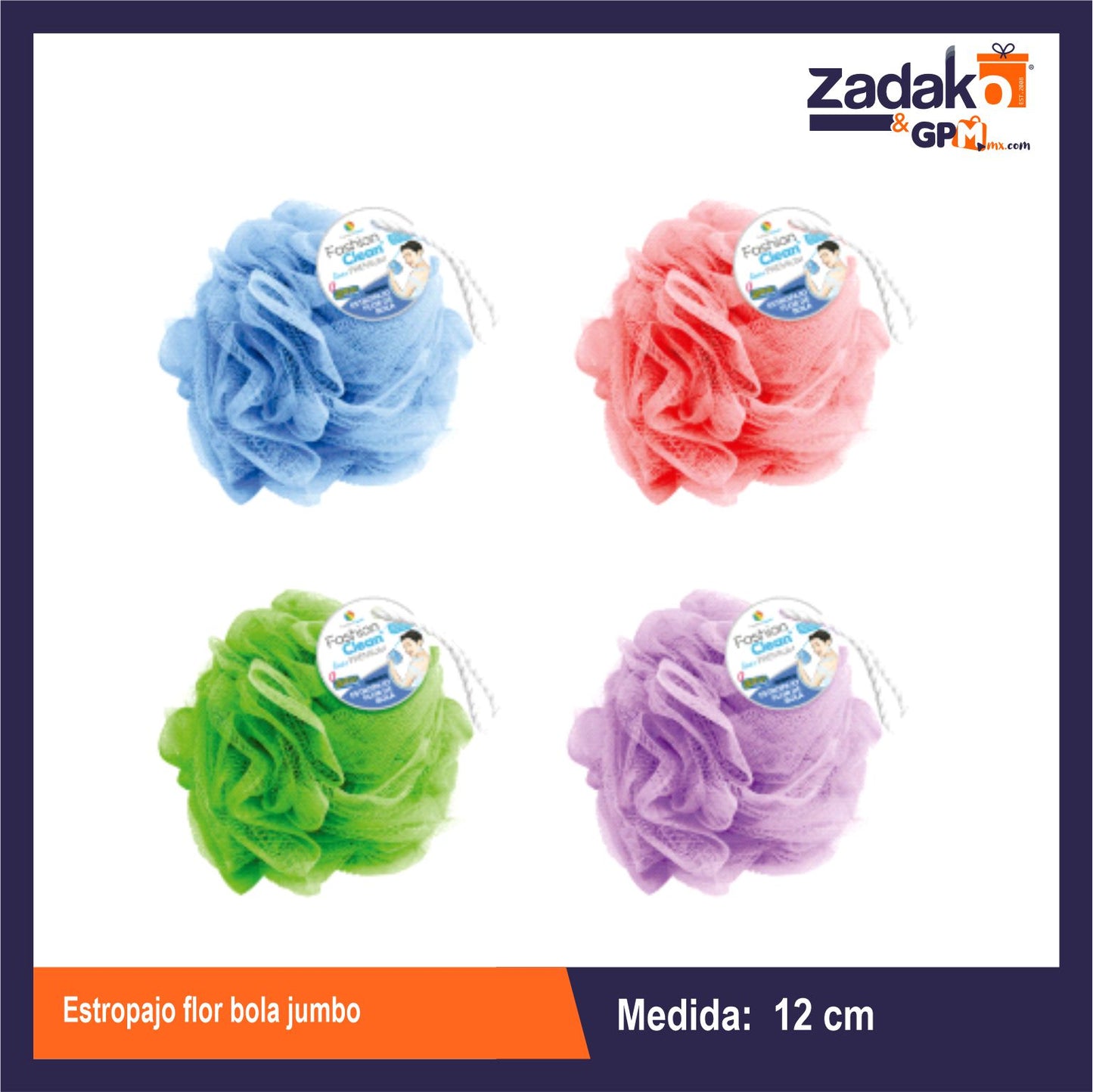 N-GPM-9117 PAEBP025 ESTROPAJO FLOR BOLA JUMBO, CON 1 PZ O CAJA CON 90 PZS