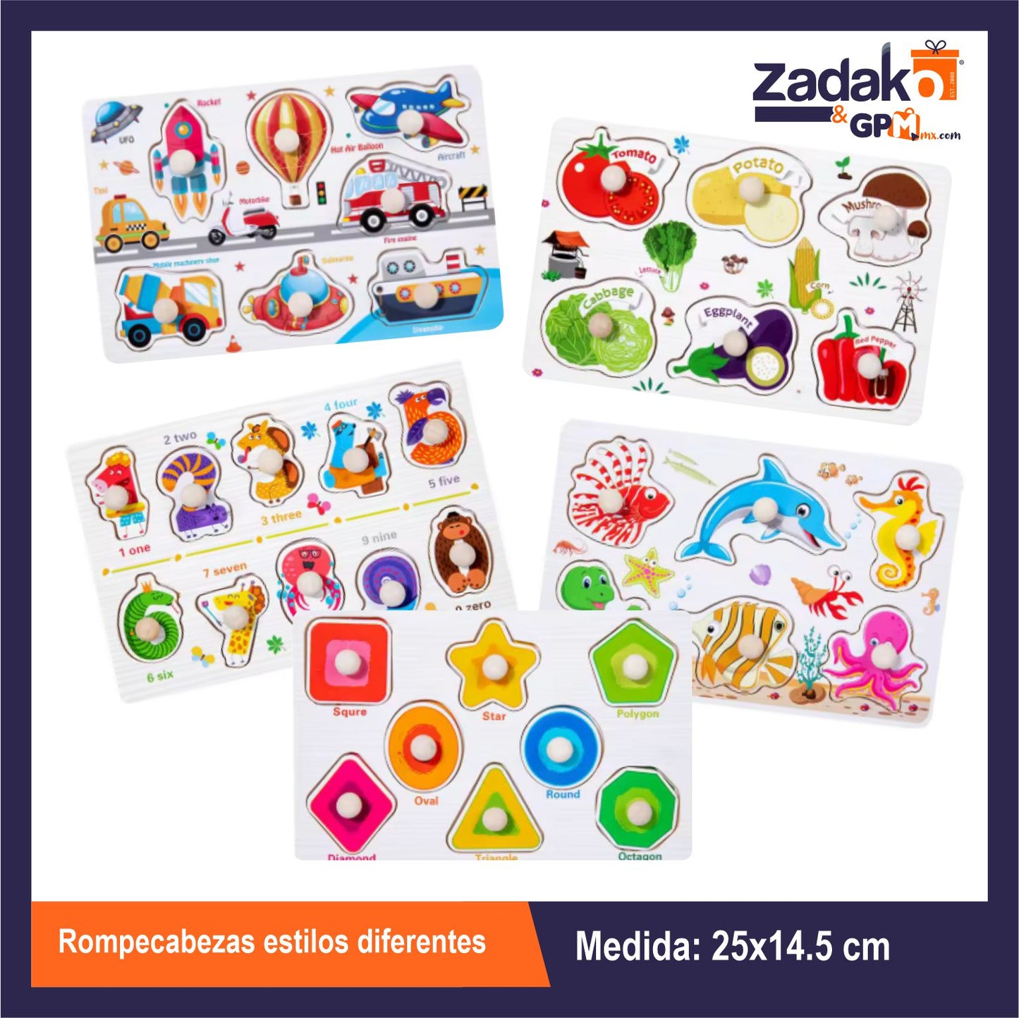 G-636-201 ROMPECABEZAS DE ESTILOS DIFERENTES 22x14.5 CM CON 1 PZ O CAJA CON 200 PZS