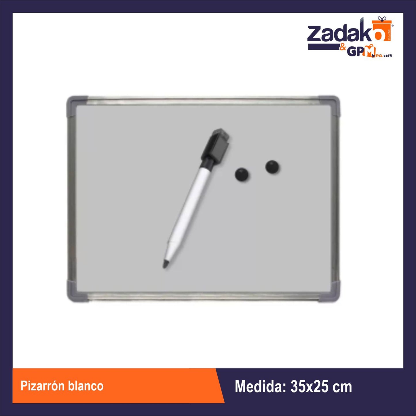 GPM-8918 HFY-10708 PIZARRON BLANCO 25x35CM CON 1 PZ O CAJA CON 72 PZS