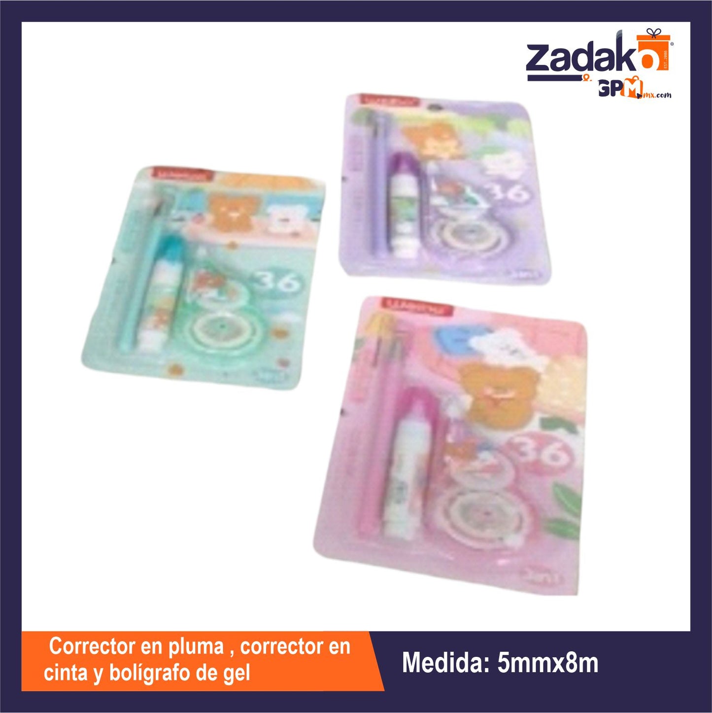 HFY-11471 CORRECTOR EN PLUMA , CORRECTOR EN CINTA Y BOLIGRAFO DE GEL CON 1 PZ O CAJA CON 576 PZS