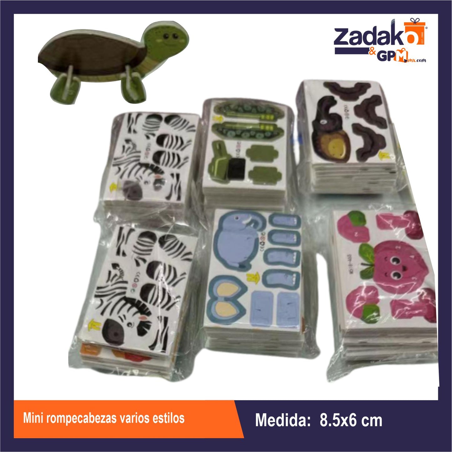 HFY-13171 MINI ROMPECABEZAS 8.5 X 6 CM VARIOS ESTILOS CON 10 PZS O CAJA CON 84 PQTS