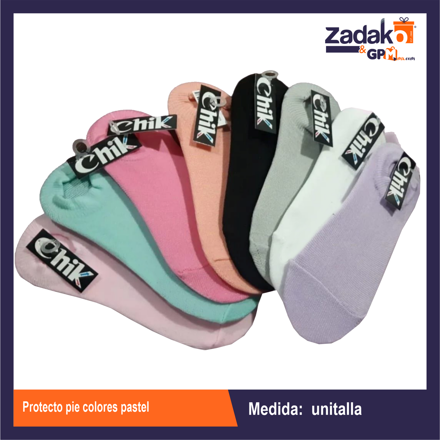 PROTECTOR PIE COLORES PASTEL, CON 1 PZ O BULTO CON 300 PZS