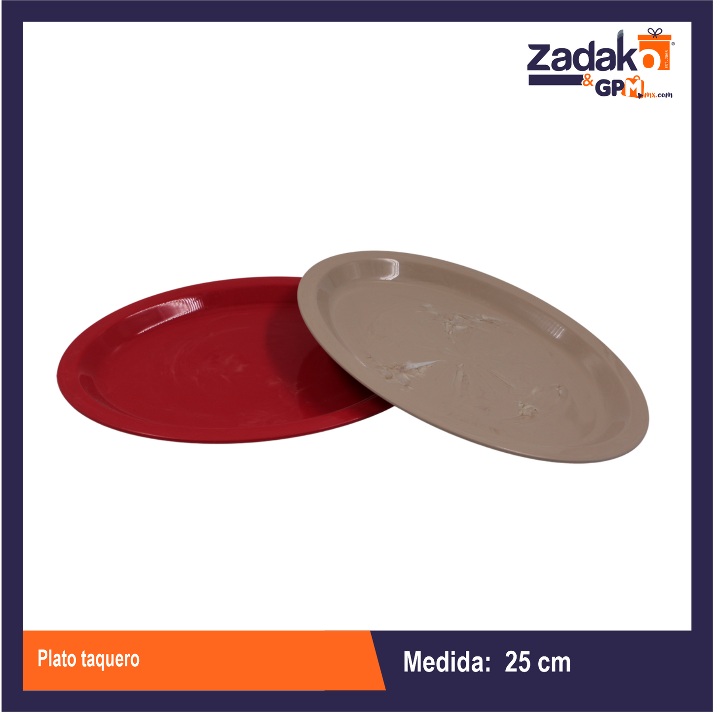 PLATO TAQUERO COLORES CON 1 PZ O CAJA CON 100 PZS