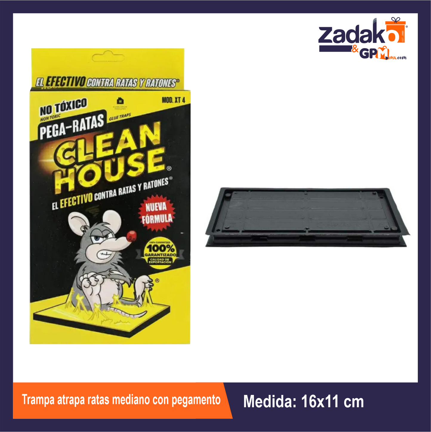 XT4 TRAMPA ATRAPA RATAS MEDIANO CON PEGAMENTO CON 1 PZ O CAJA CON 72 PZS