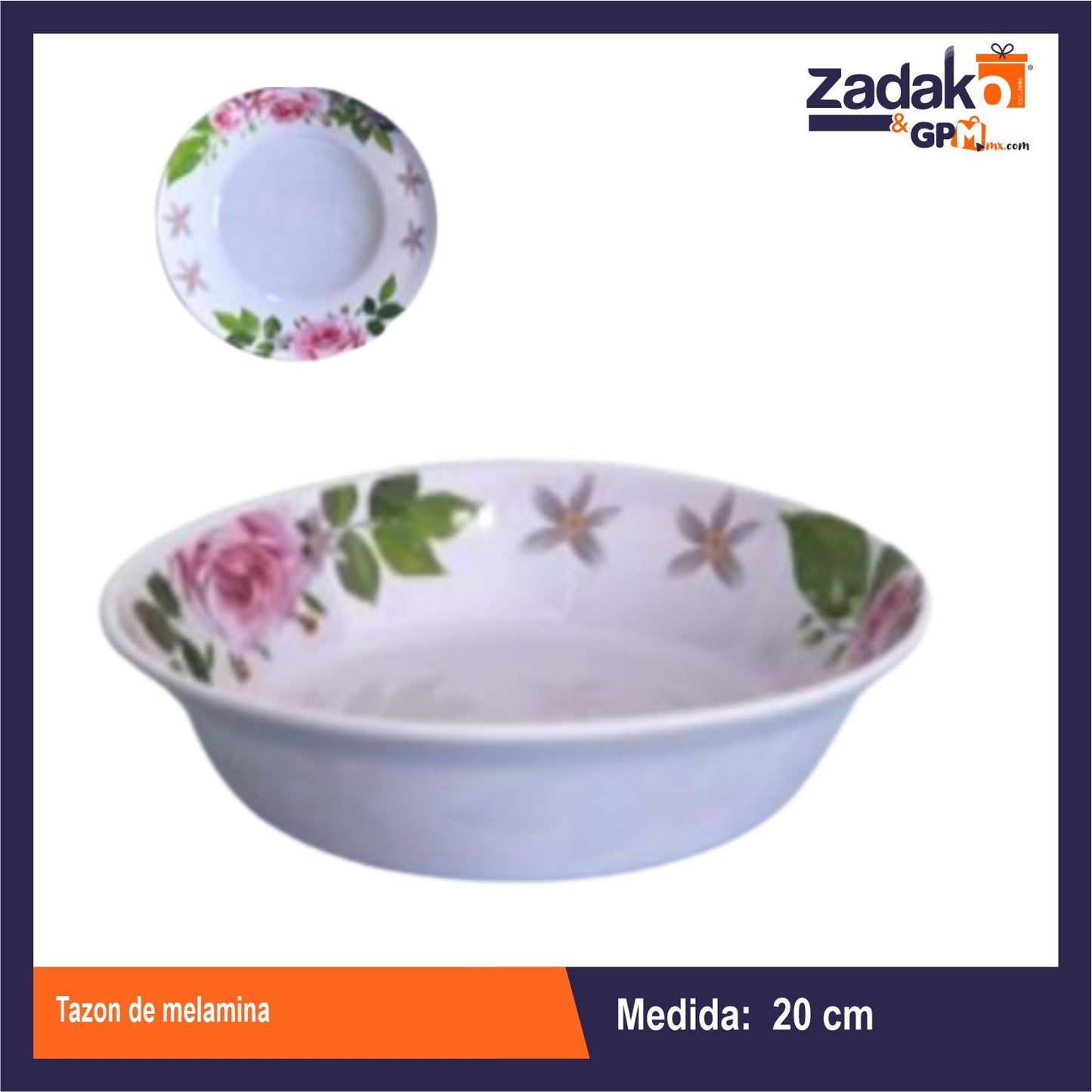 AB-0947-8 TAZON DE MELAMINA 20 CM CON 1 PZS O CAJA CON 108 PZS