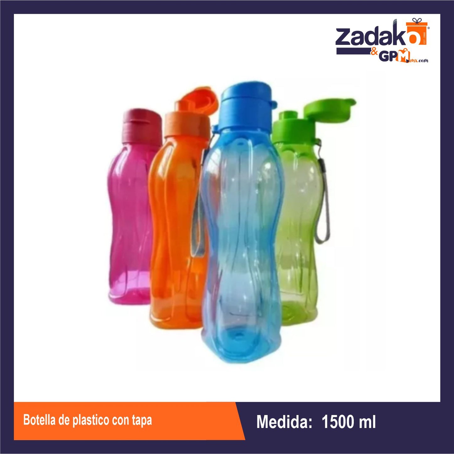 AD-1774-5 BOTELLA DE PLASTICO CON TAPA, CON 1 PZ O CAJA CON 60 PZS