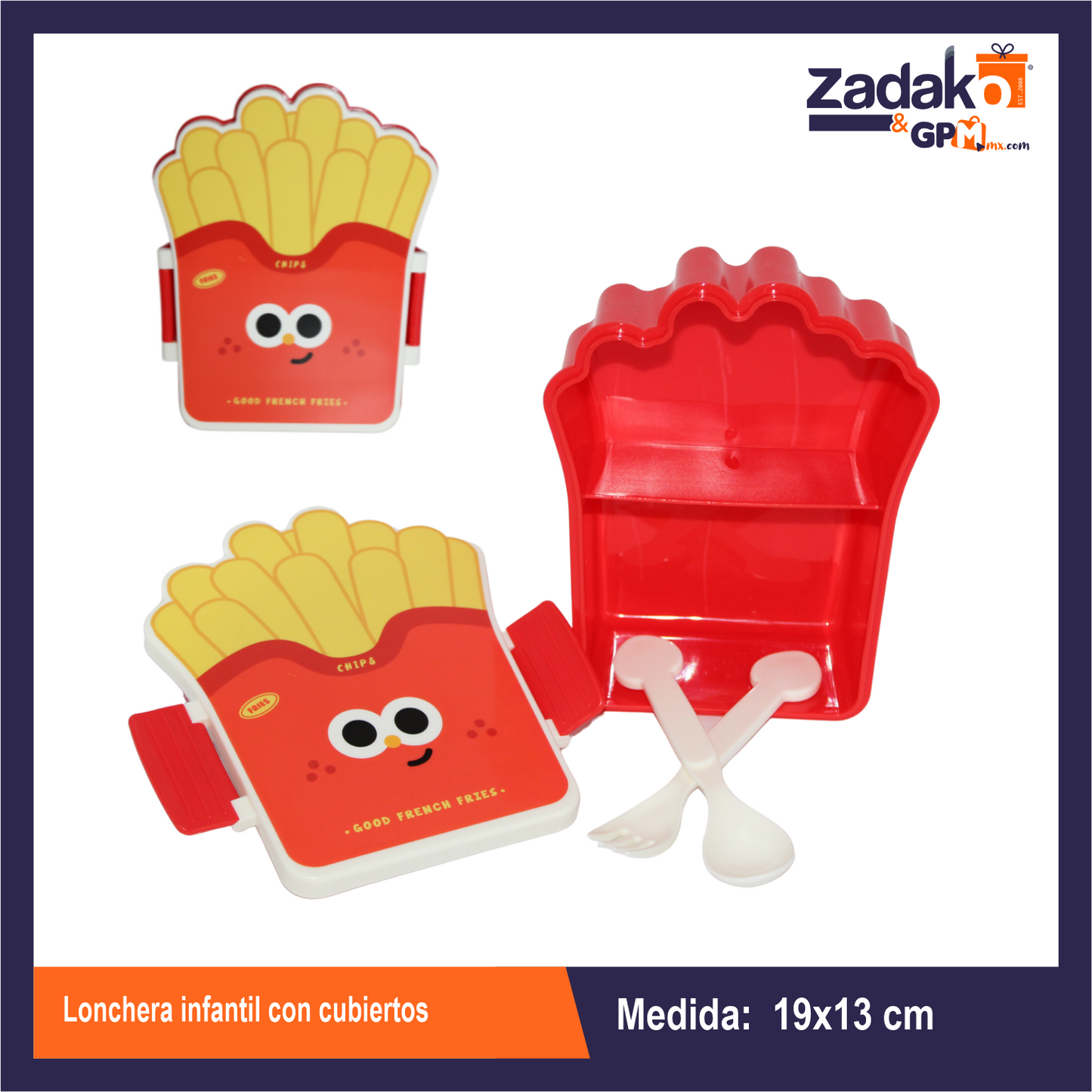 AD-1912B LONCHERA INFANTIL CON CUBIERTOS CON 1 PZ O CAJA CON 80 PZS