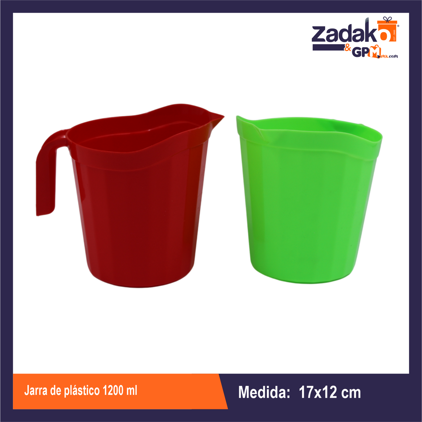 AD-2013 JARRA DE PLASTICO 1200 ML 17 CM CON 1 PZ O CAJA CON 360 PZS