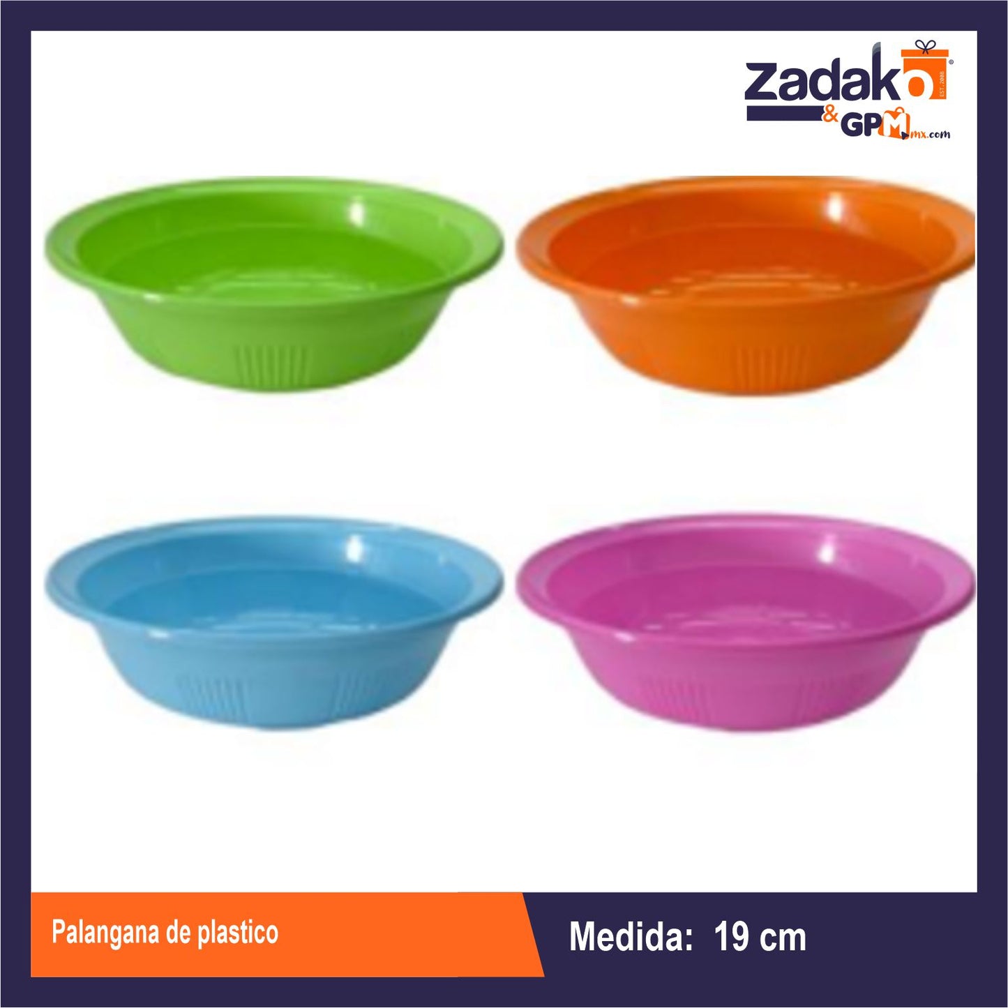 AK-2653 PALANGANA DE PLASTICO 19 CM CON 1 PZ O CAJA CON 500 PZS