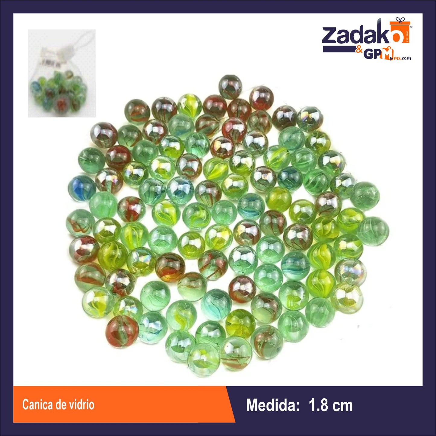 CR-0001 20 CANICAS DE VIDRIO CON 1 PZ O CAJA CON 200 PZS