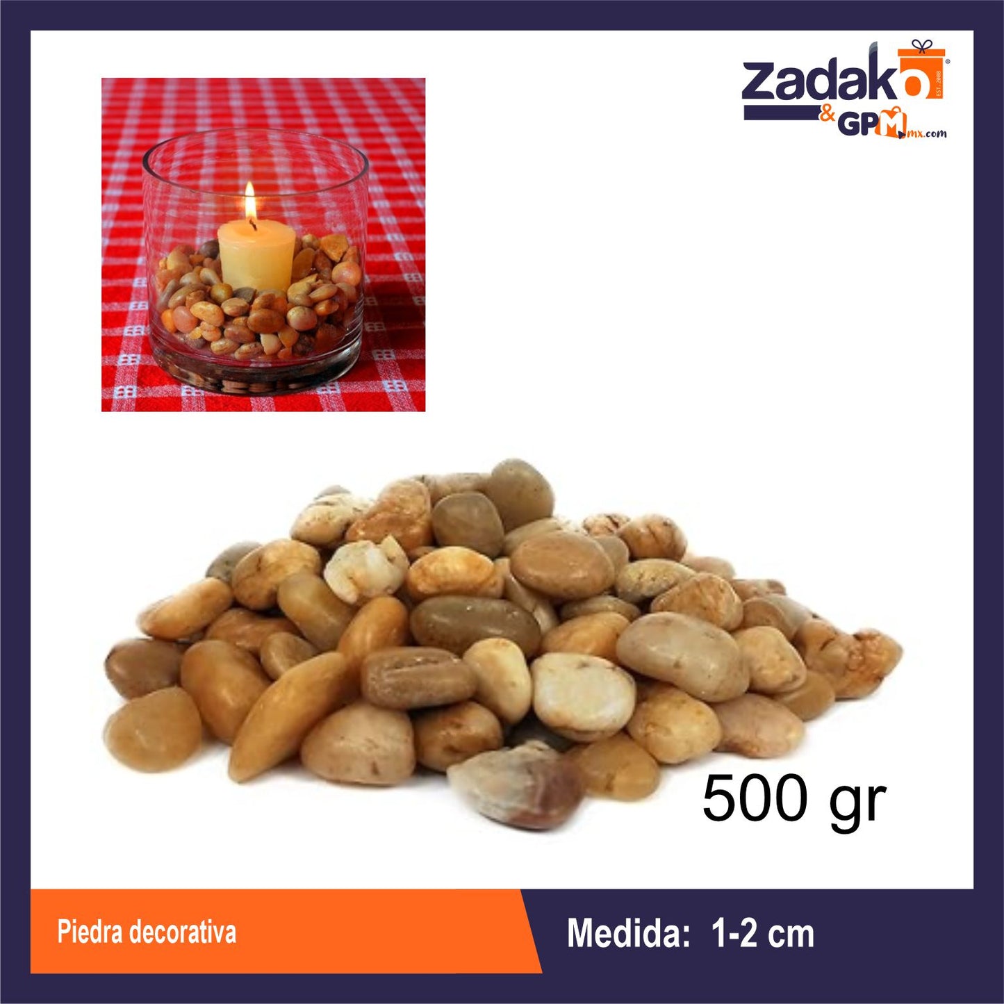 N-GPM-9414 CR-0563 PIEDRA DECORATIVA 500 GRS CON 1 PZ O CAJA CON 48 PZS