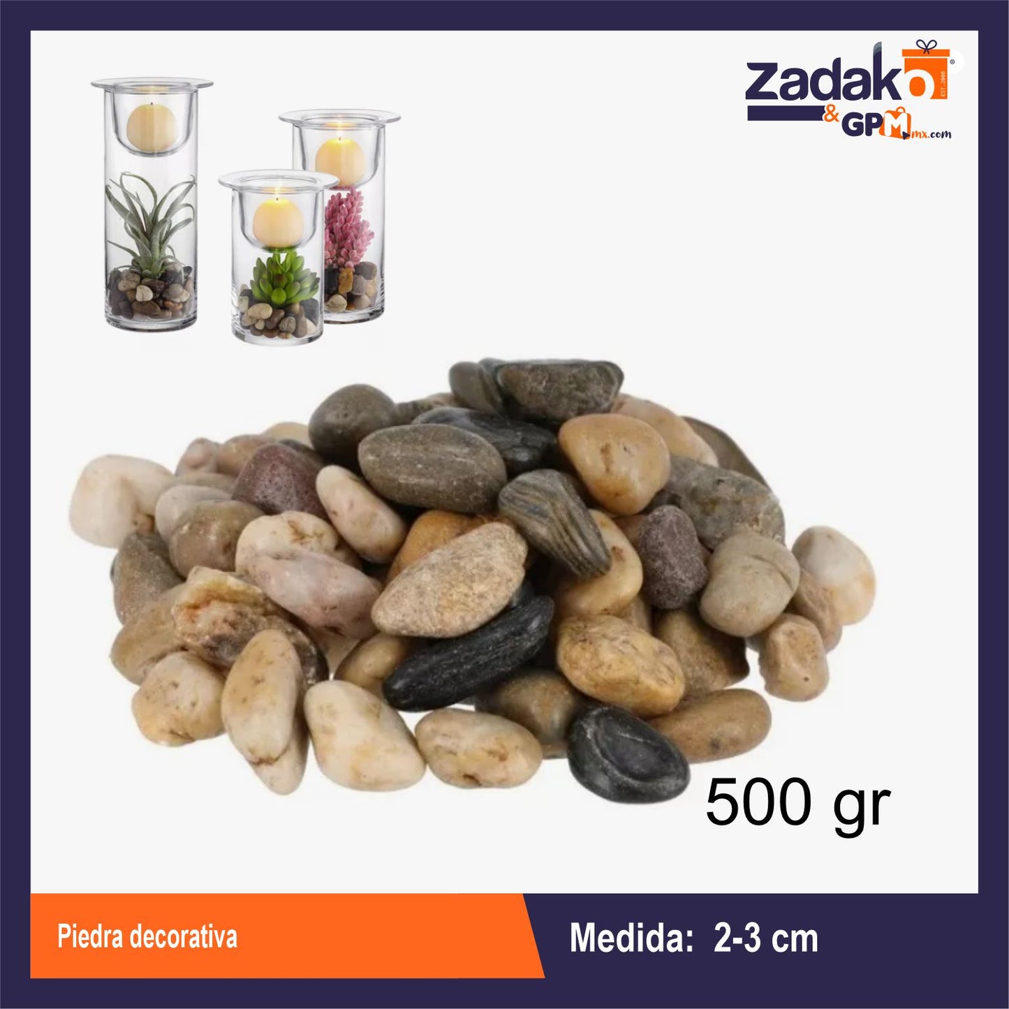CR-0622 PIEDRA DECORATIVA 500 GRS CON 1 PZ O CAJA CON 48 PZS
