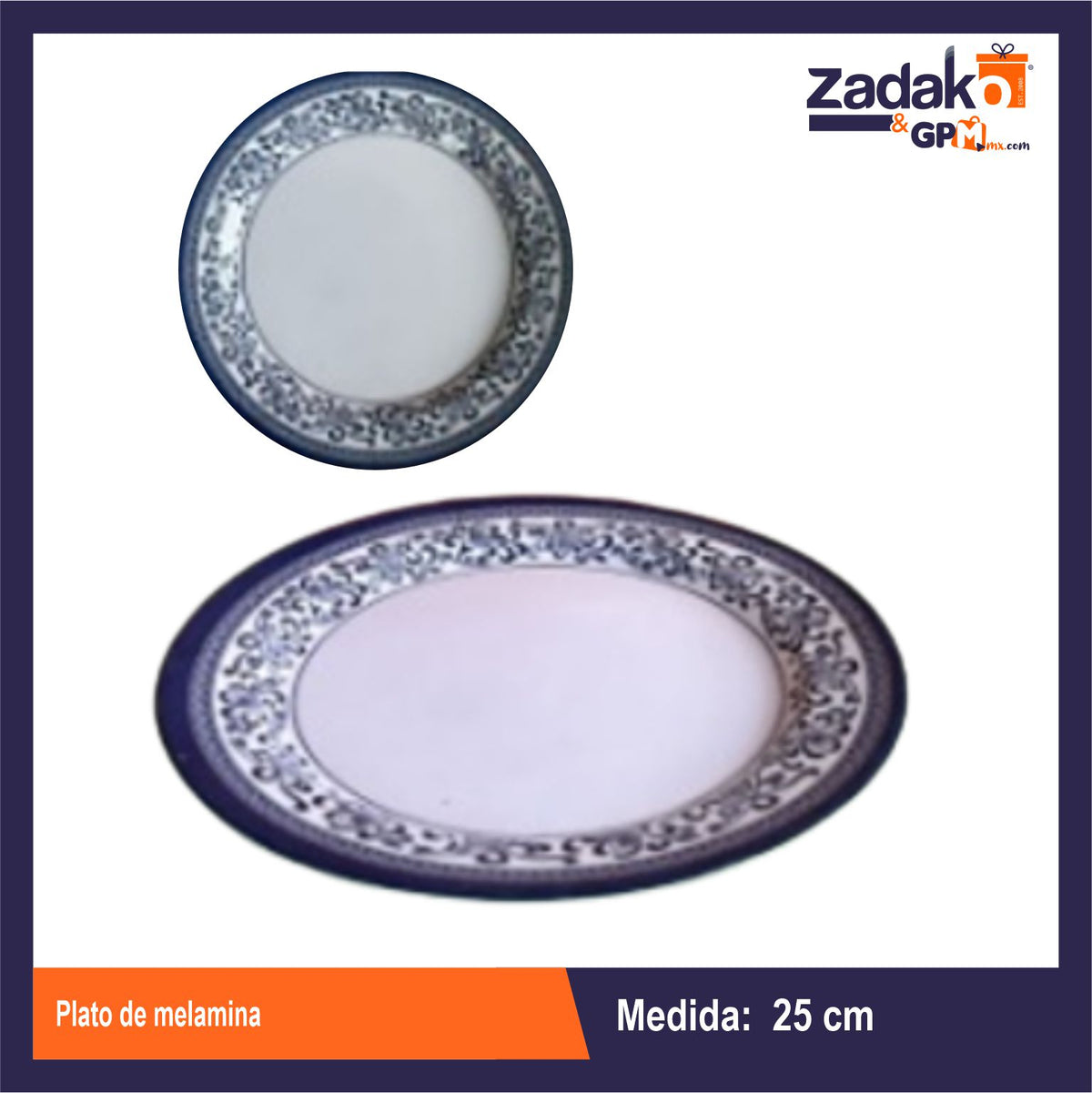 N-GPM-9429 AB-0932-10 PLATO DE MELAMINA 25 CM CON 1 PZ O CAJA DE 96 PZS