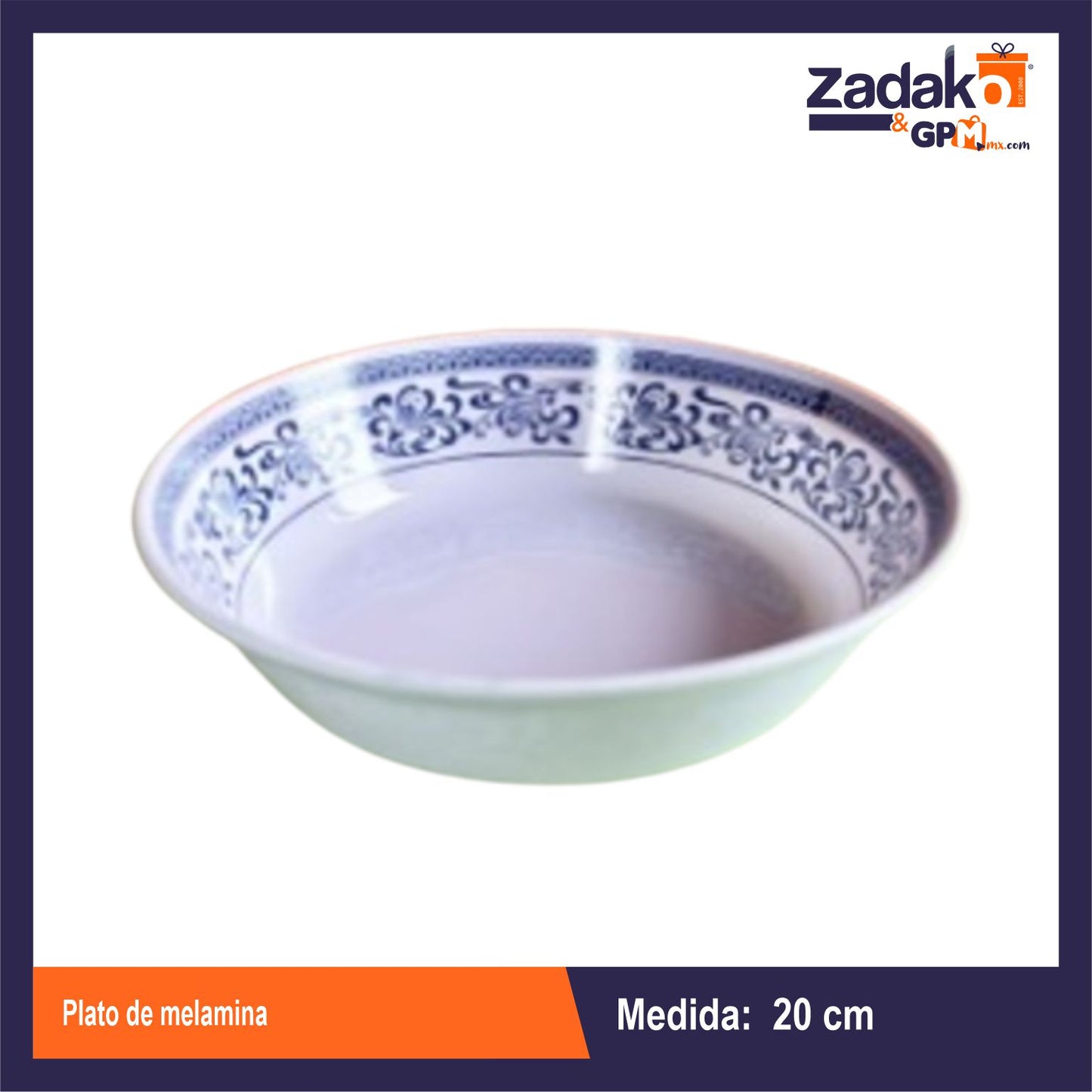 N-GPM-9431 AB-0937-8 PLATO DE MELAMINA 20 CM CON 1 PZ O CAJA DE 108 PZS