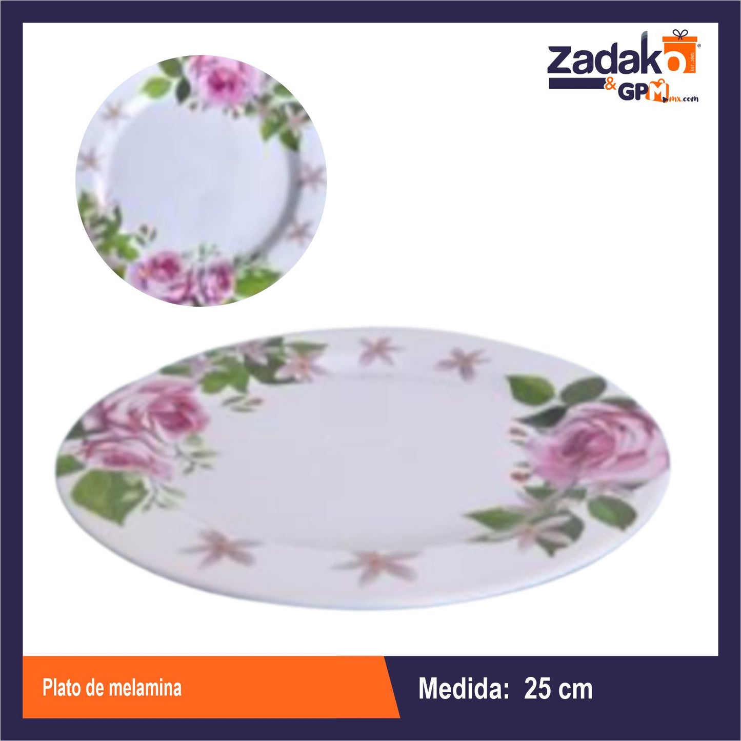 AB-0942-10 PLATO DE MELAMINA 25 CM CON 1 PZ O CAJA CON 96 PZS