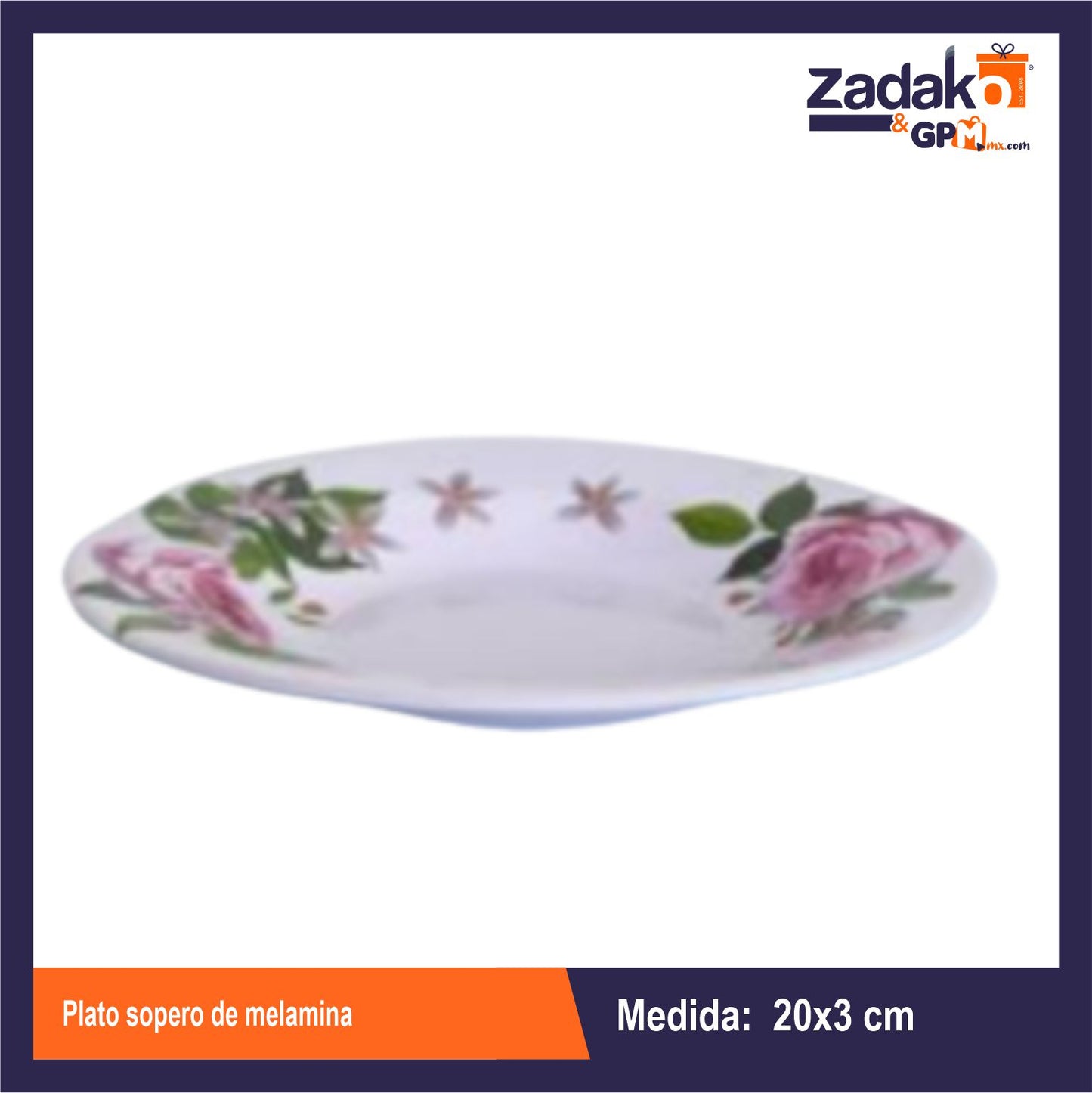 AB-0946-8 PLATO SOPERO DE MELAMINA 20 CM CON 1 PZ O CAJA CON 120 PZS
