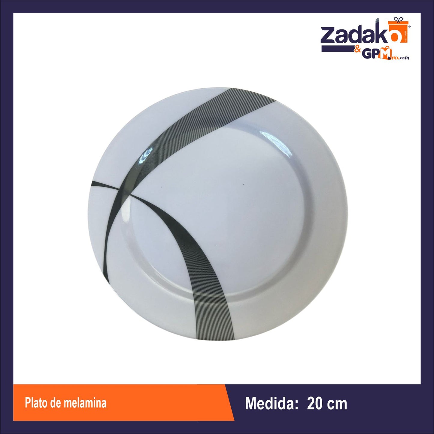 AB-0956-8 PLATO DE MELAMINA CON 1 PZ O CAJA CON 120 PZS