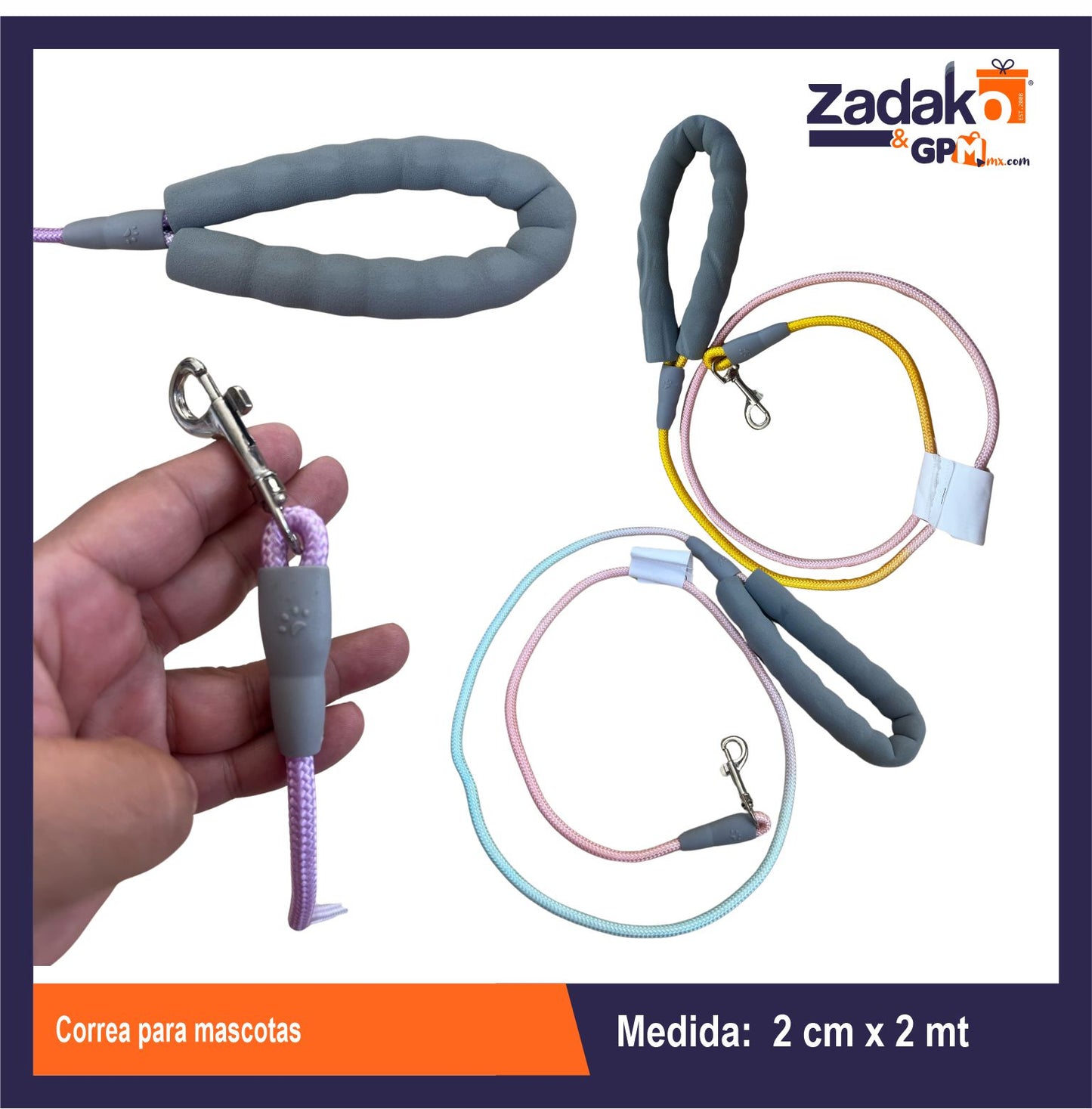 AZ-8984-3 CORREA PARA MASCOTAS CON 1 PZ O CAJA CON 240 PZS