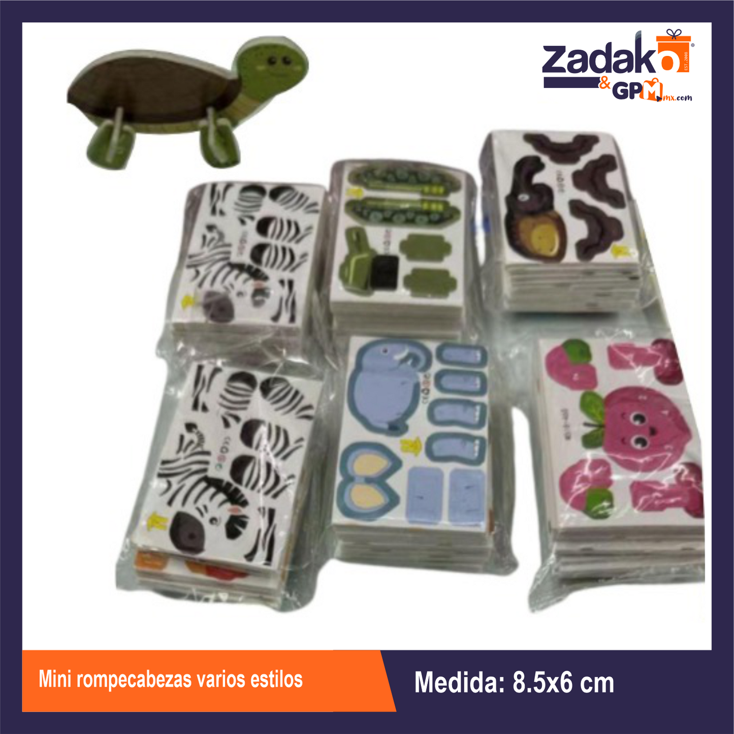 HFY-13171 BLISTER DE 10 PZS DE MINI ROMPECABEZAS 8.5 X 6 CM VARIOS ESTILOS CON 1 PZ O CAJA CON 840 PZS